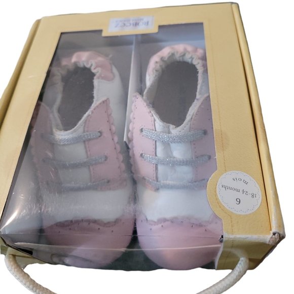 New Robeez Mini Shoez Pink white Slip on Slip on Slippers Shoes elastic backs - Picture 4 of 6